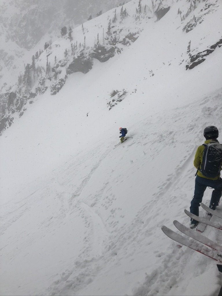 Introduction to backcountry skiing course student skiing in Estes Park Colorado