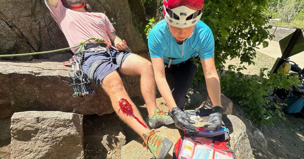 Climber working on a patient.